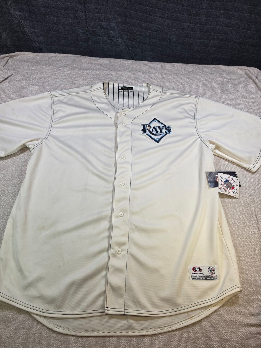 Tampa Bay Rays MLB True Fan Jersey 2XL 50-52 NWT White Pinstripe
